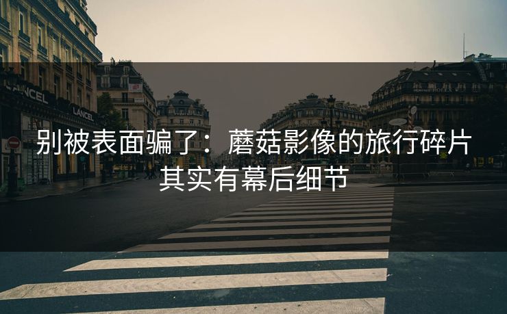别被表面骗了：蘑菇影像的旅行碎片其实有幕后细节