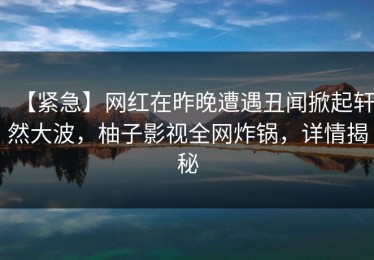 【紧急】网红在昨晚遭遇丑闻掀起轩然大波，柚子影视全网炸锅，详情揭秘