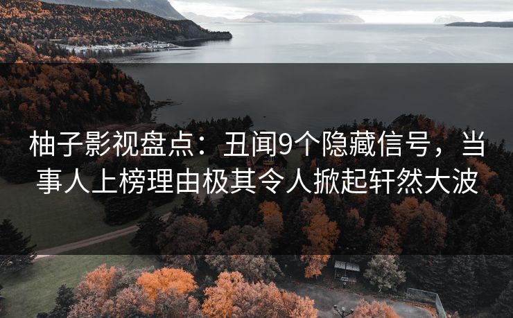 柚子影视盘点：丑闻9个隐藏信号，当事人上榜理由极其令人掀起轩然大波